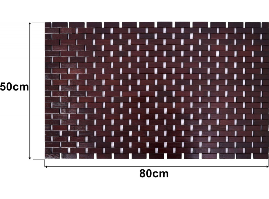 Hnedá bambusová kúpeľňová rohož 80 x 50 cm