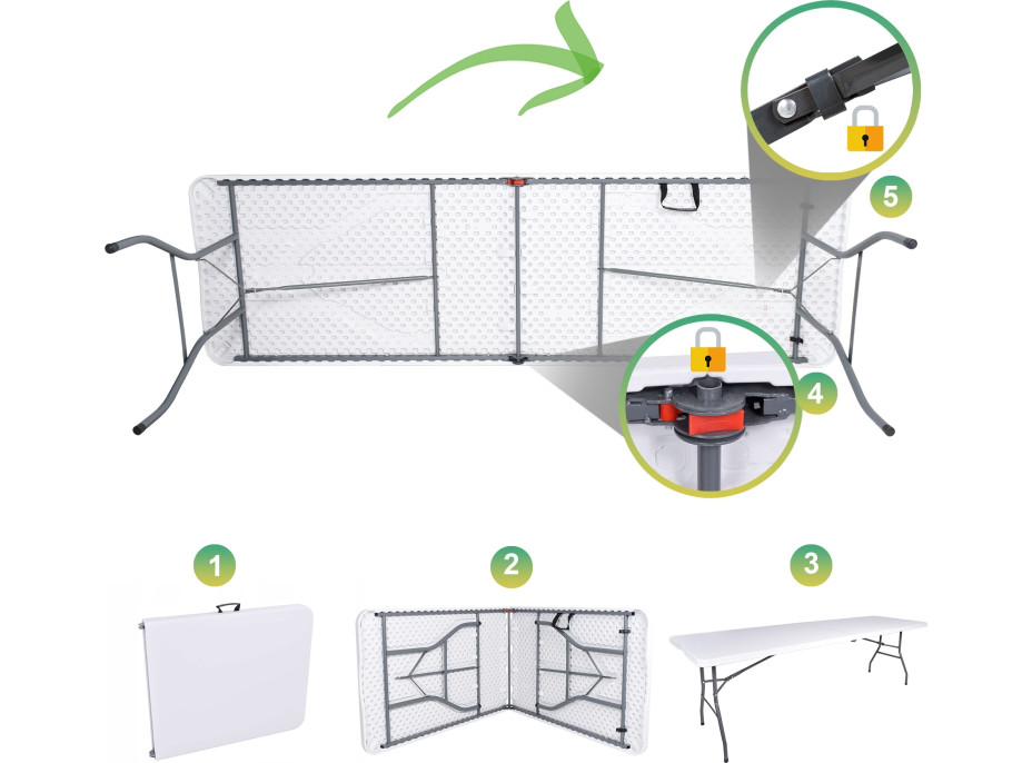 Skladací záhradný stôl IMPRO white 240 cm