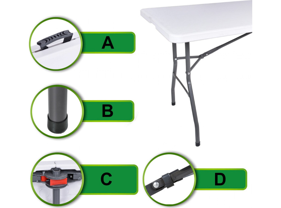 Skladací záhradný stôl IMPRO white 240 cm