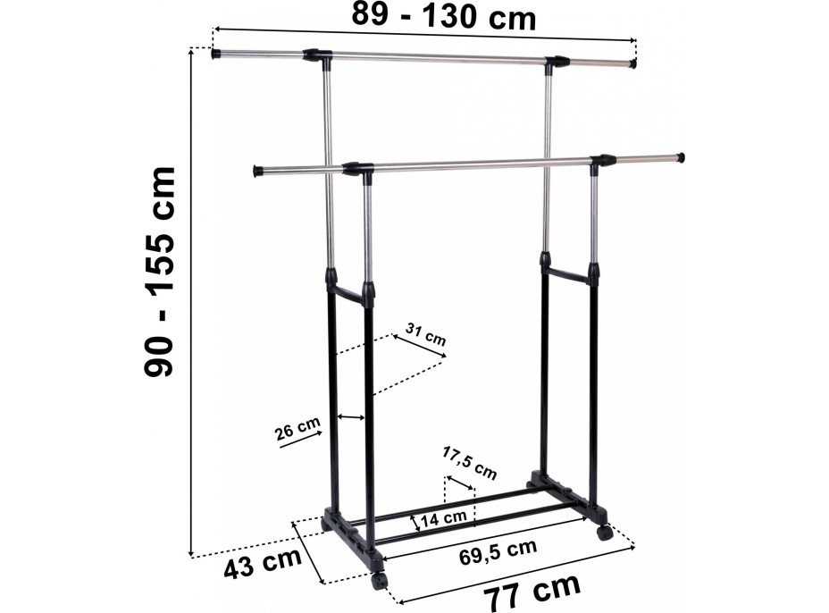 Dvojitý stojan na oblečenie TIMI