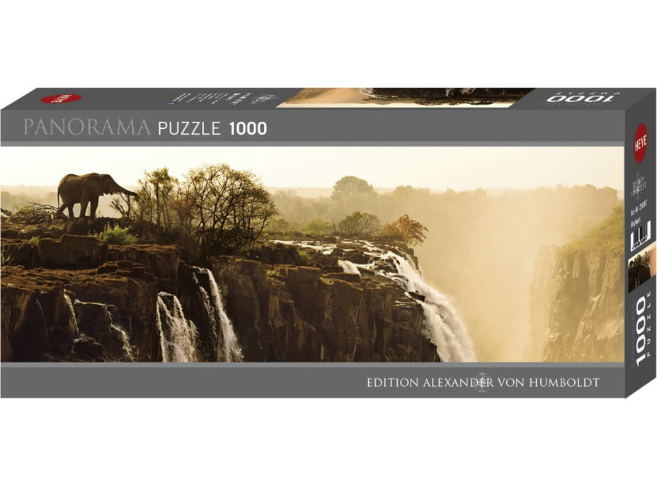 HEYE Panoramatické puzzle Slon (Viktóriine vodopády, Zambia) 1000 dielikov