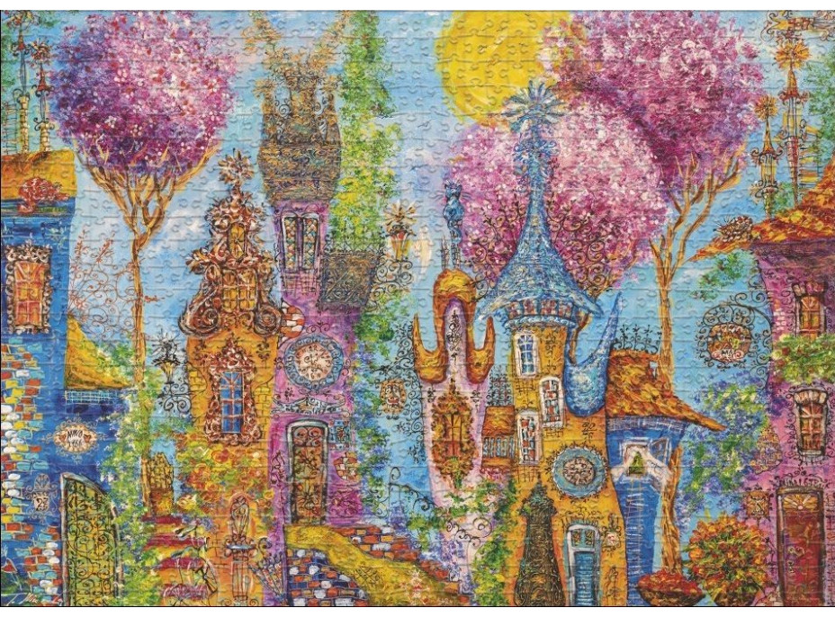 HEYE Puzzle Charming Village: Ružové stromy 1000 dielikov