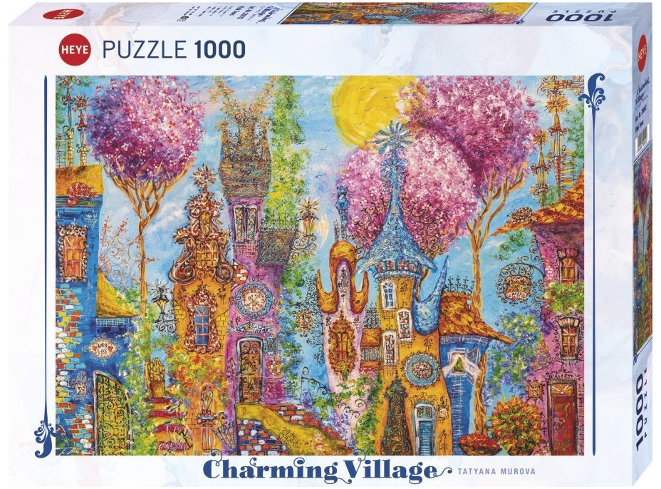 HEYE Puzzle Charming Village: Ružové stromy 1000 dielikov