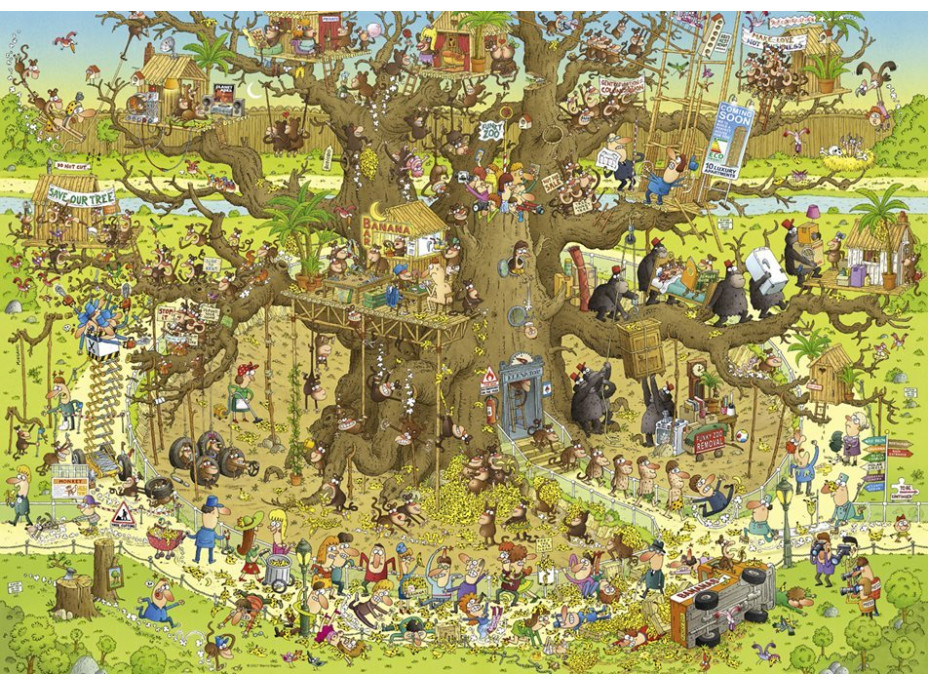 HEYE Puzzle Šialená ZOO: Opičí výbeh 1000 dielikov