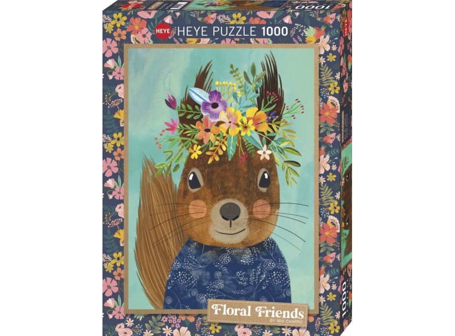 HEYE Puzzle Floral Friends: Roztomilá veverička 1000 dielikov