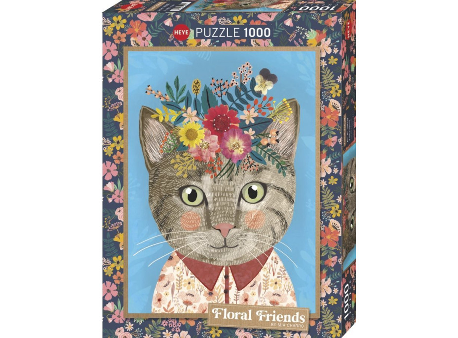 HEYE Puzzle Floral Friends: Krásna mačička 1000 dielikov