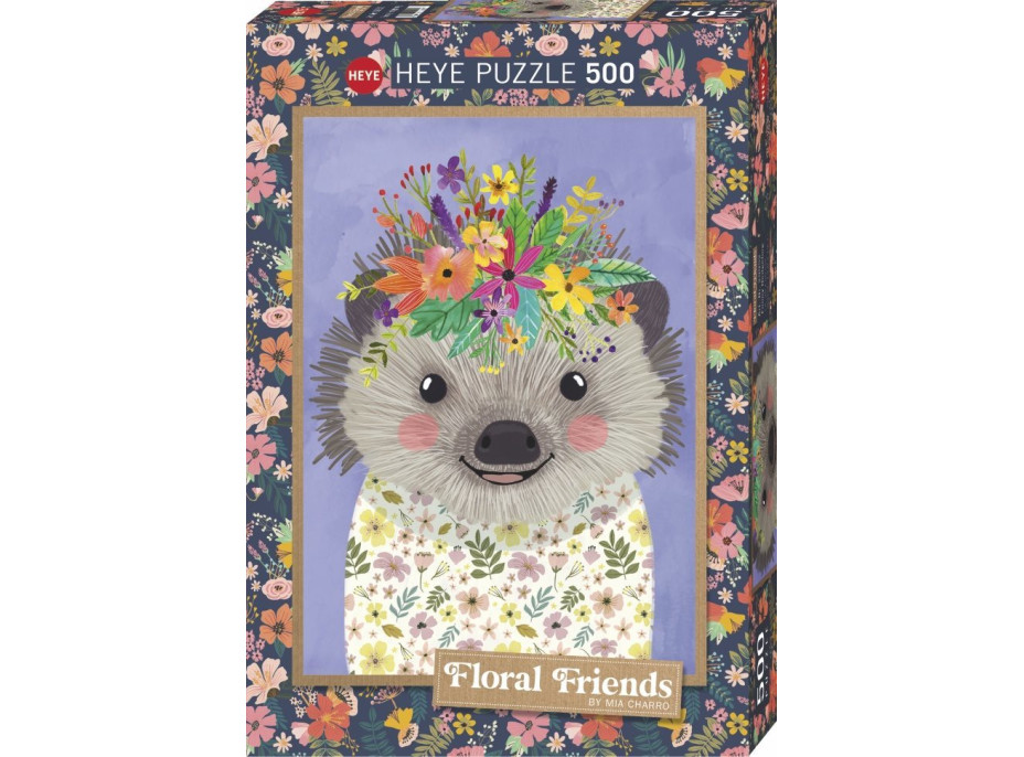 HEYE Puzzle Floral Friends: Veselý ježko 500 dielikov