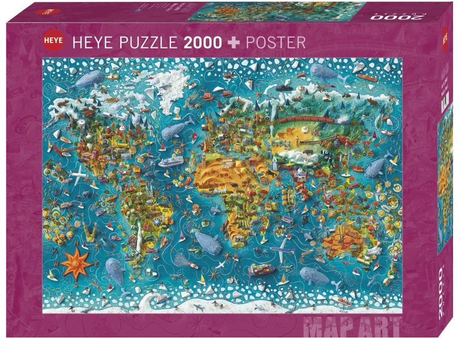 HEYE Puzzle Map Art: Miniatúrny svet 2000 dielikov