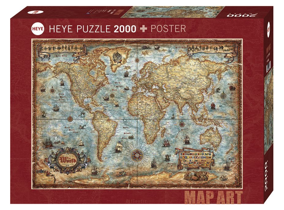 HEYE Puzzle Map Art: Svet 2000 dielikov