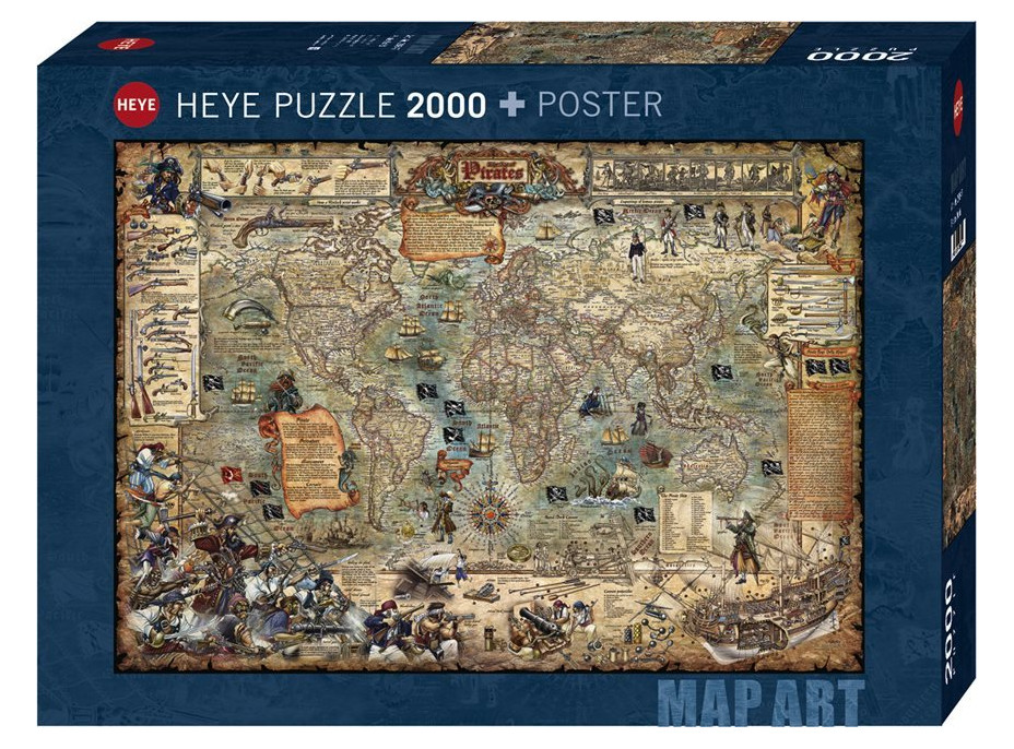 HEYE Puzzle Map Art: Svet pirátov 2000 dielikov