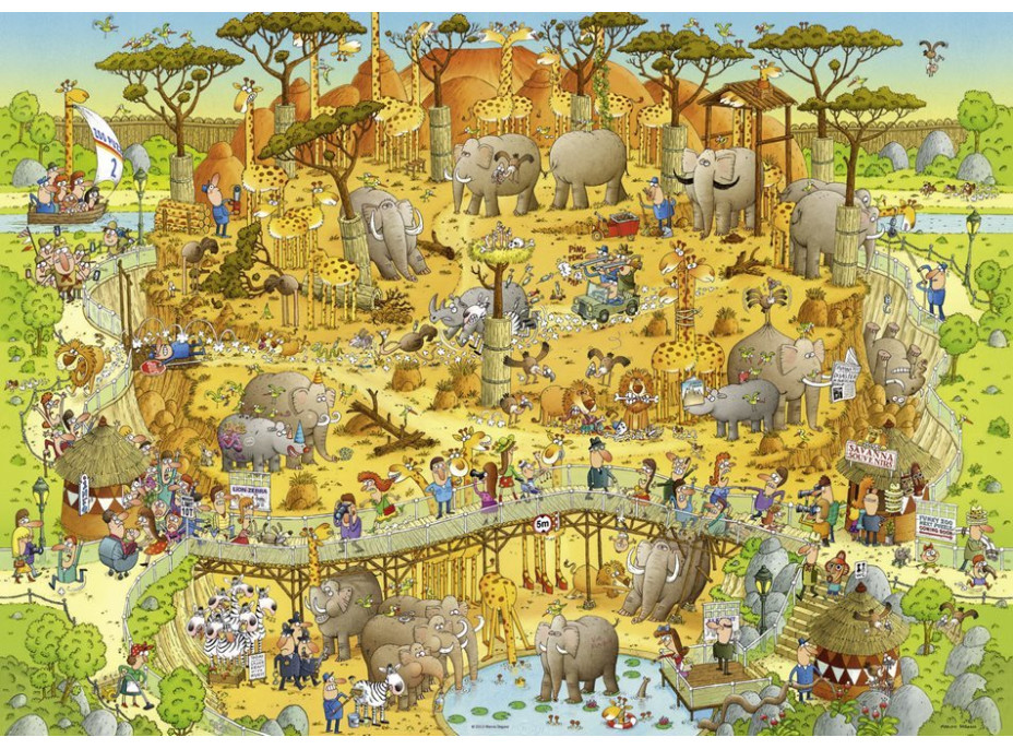 HEYE Puzzle Šialená ZOO: Africká expozícia 1000 dielikov