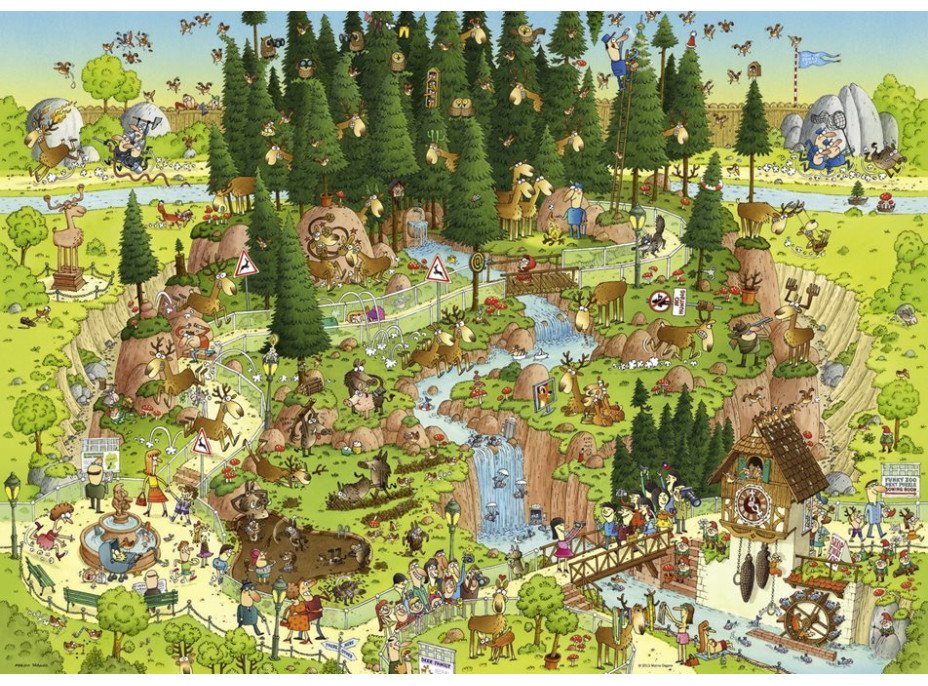 HEYE Puzzle Šialená ZOO: Expozícia Čierny les 1000 dielikov