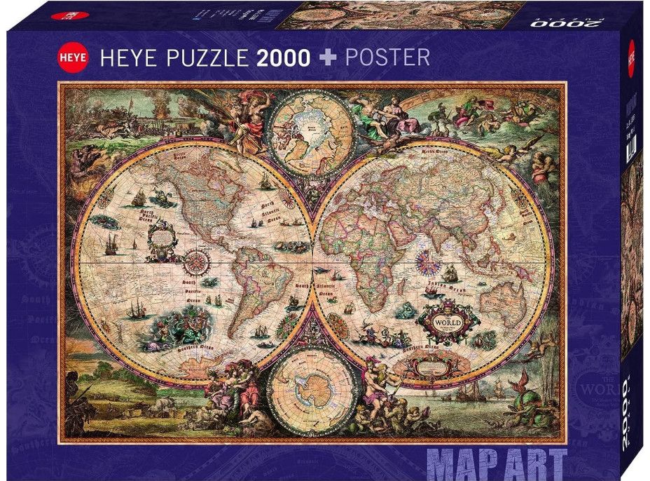 HEYE Puzzle Stará mapa sveta 2000 dielikov