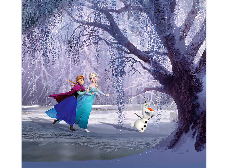 Detský záves DISNEY - FROZEN - Elsa, Anna a Olaf - 180x160 cm