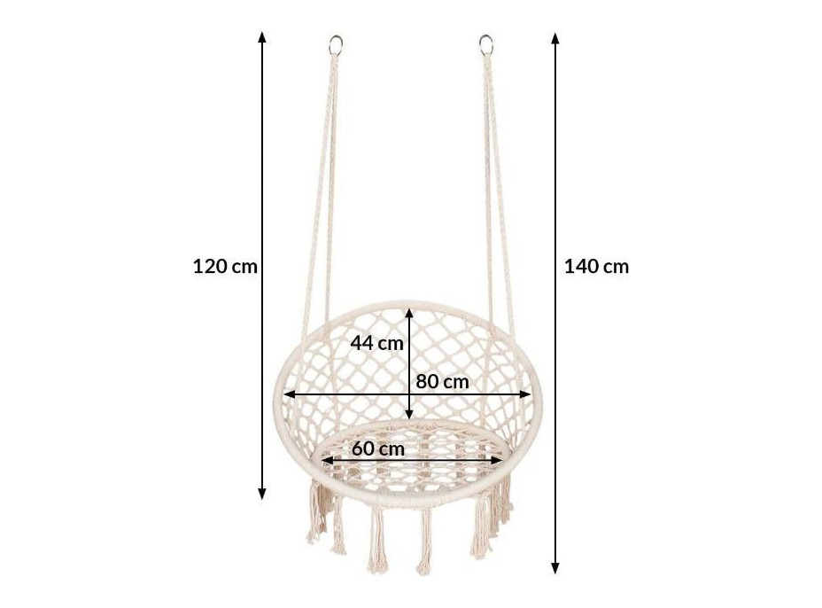 Závesné hojdacie kreslo LUNA hnedé + 2dielny sedací vankúš Columbia Gardenic - hnedý