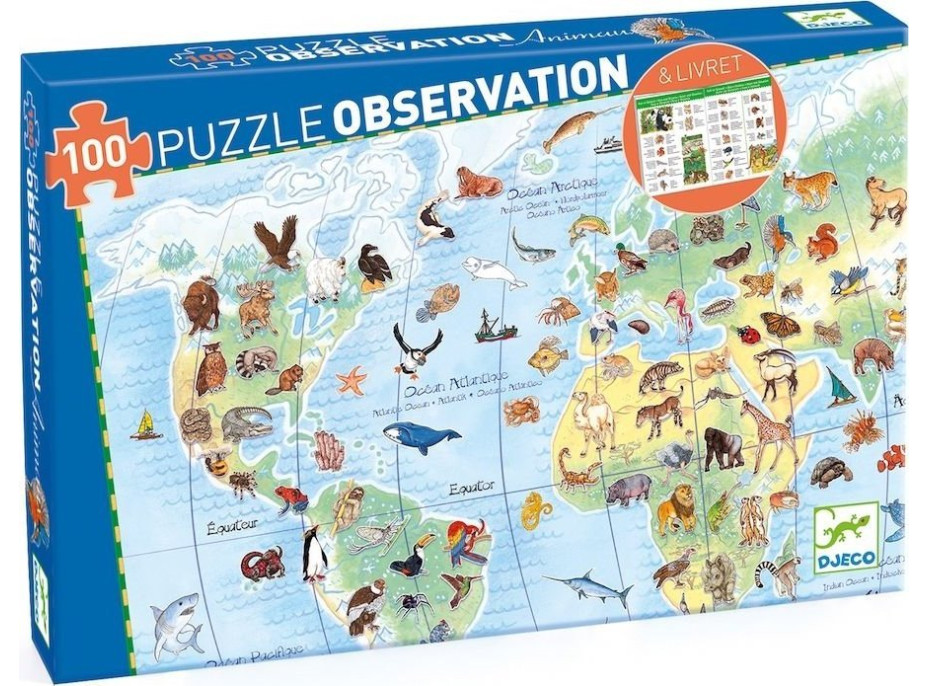 DJECO Puzzle Observation: Zvieratá z celého sveta 100 dielikov