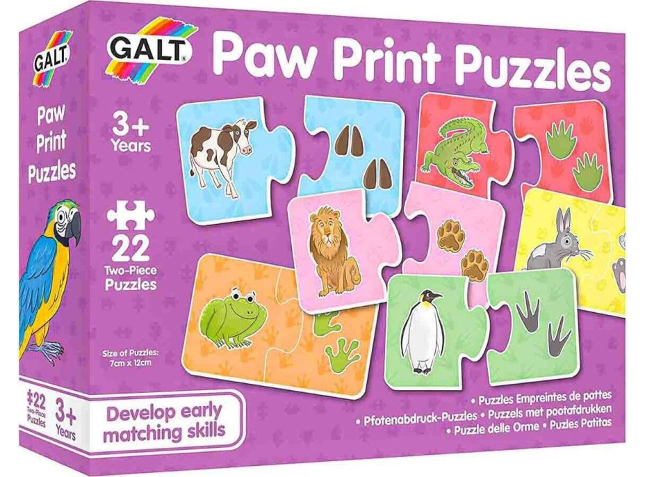 GALT Baby puzzle Zvieratká a ich stopy 22x2 dieliky