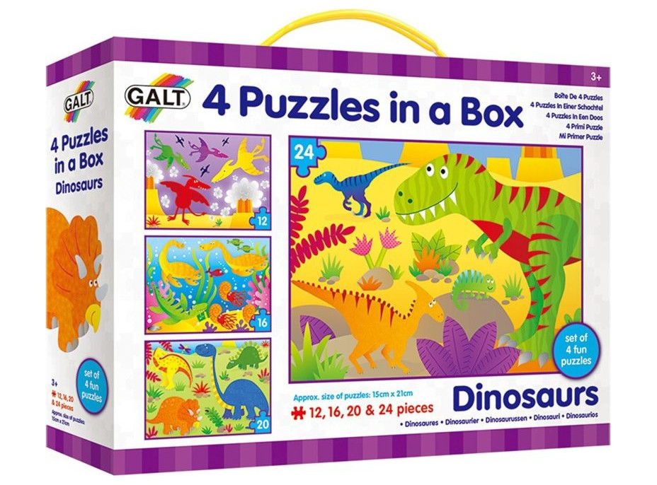 GALT Puzzle V krajine dinosaurov 4v1 (12,16,20,24 dielikov)