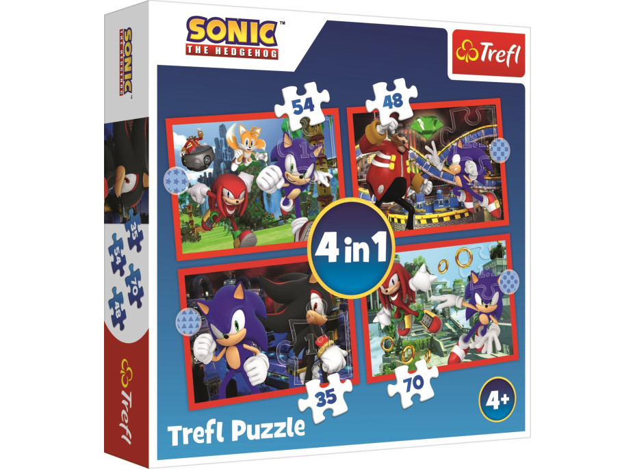 TREFL Puzzle Sonic: Dobrodružná jazda 4v1 (35,48,54,70 dielikov)