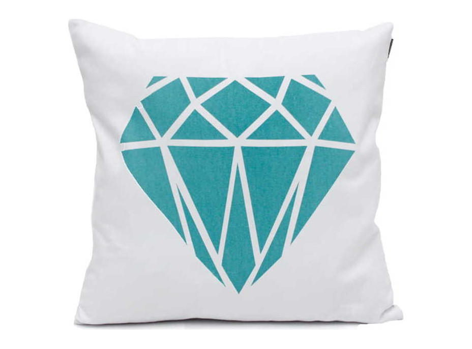 Obliečka na vankúš DIAMOND LOVE Diamant 45x45 cm - biela/tyrkysová