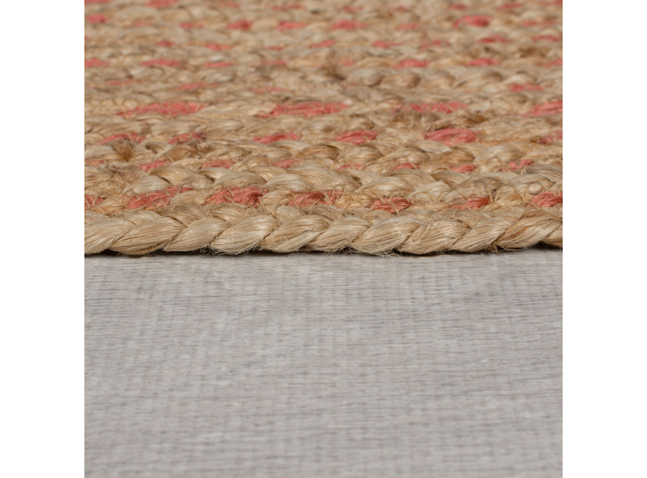 Kusový koberec Capri Jute Natural/Coral kruh