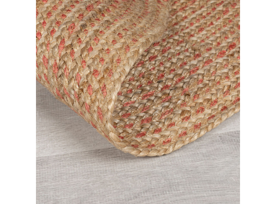 Kusový koberec Capri Jute Natural/Coral kruh