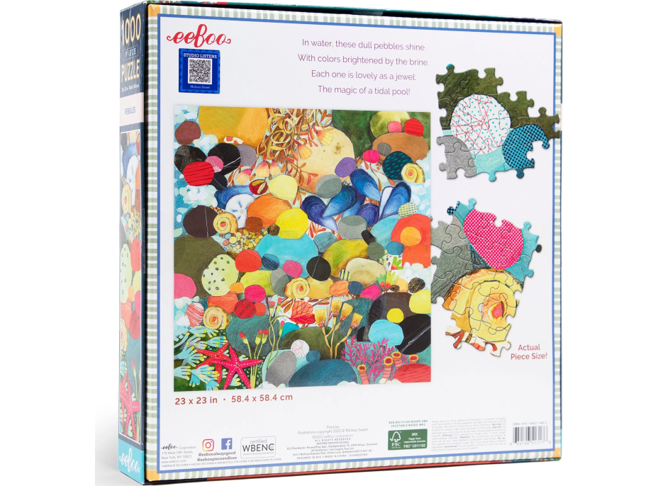 EEBOO Štvorcové puzzle Kamienky 1000 dielikov