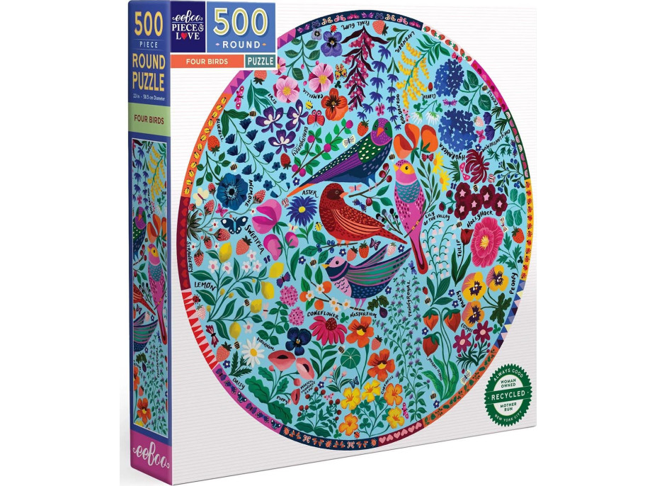 EEBOO Okrúhle puzzle Štyri vtáčiky 500 dielikov