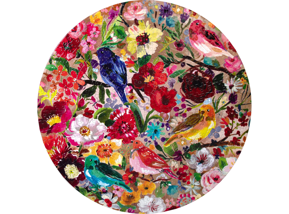 EEBOO Okrúhle puzzle Vtáky a kvety 500 dielikov
