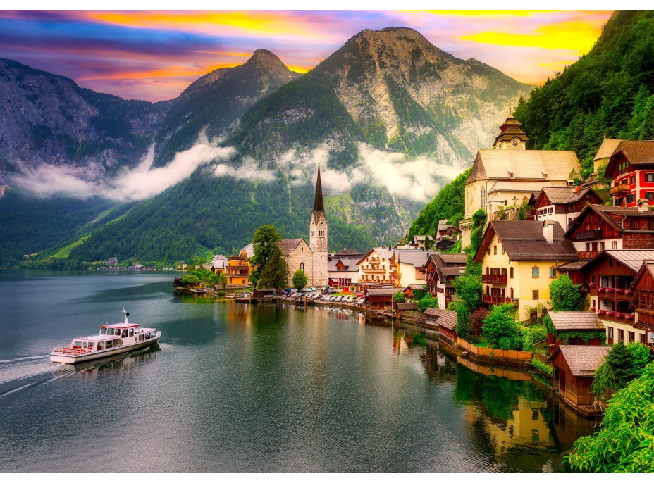 ENJOY Puzzle Hallstatt pri západe slnka, Rakúsko 1000 dielikov