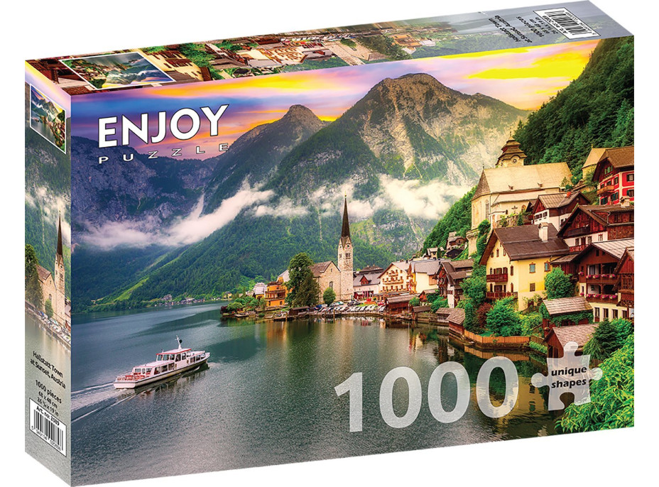 ENJOY Puzzle Hallstatt pri západe slnka, Rakúsko 1000 dielikov