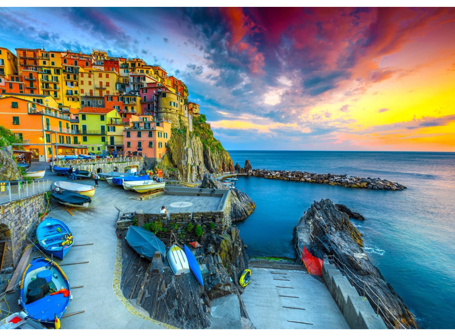 ENJOY Puzzle Prístav Manarola pri západe slnka, Cinque Terre, Taliansko 1000 dielikov