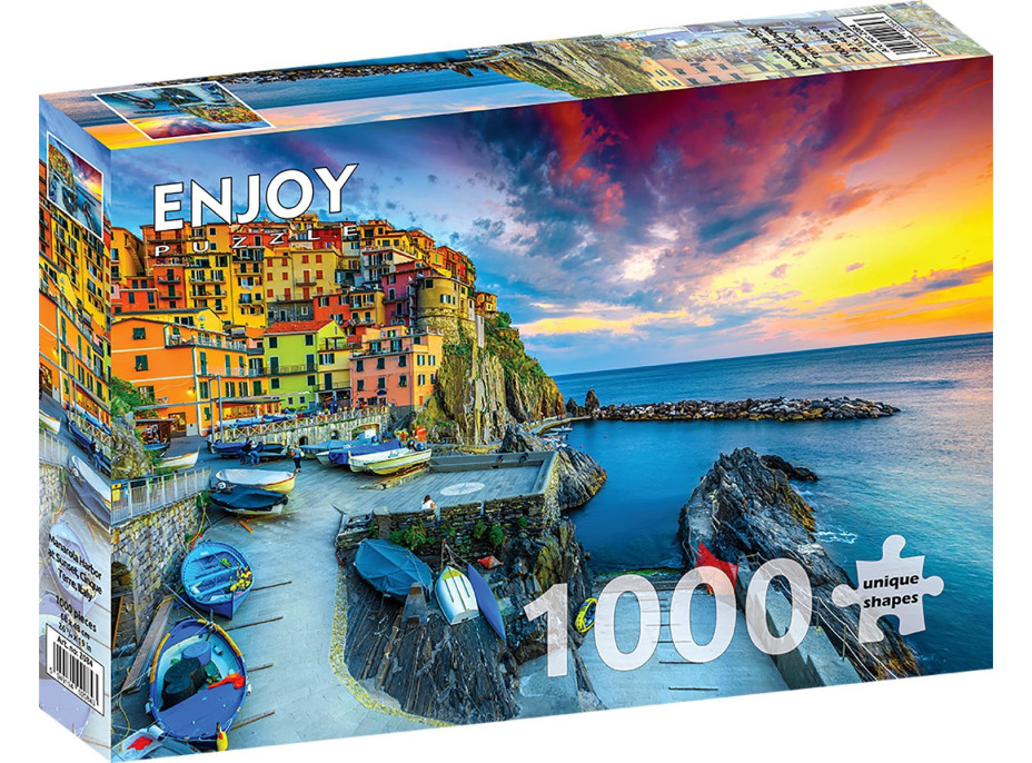 ENJOY Puzzle Prístav Manarola pri západe slnka, Cinque Terre, Taliansko 1000 dielikov