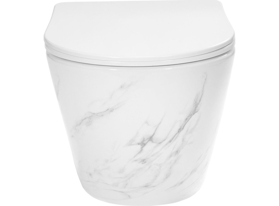 Závesné WC Rea CARLOS RIMLESS NATURE MARBLE - imitácia mramoru + Duroplast sedátko flat