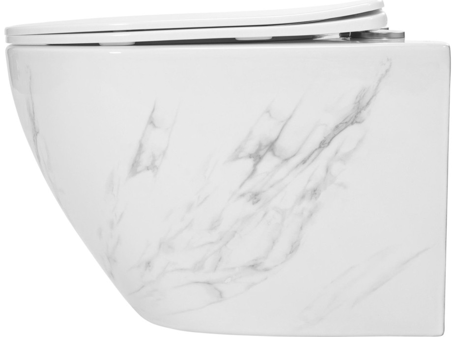 Závesné WC Rea CARLOS RIMLESS NATURE MARBLE - imitácia mramoru + Duroplast sedátko flat