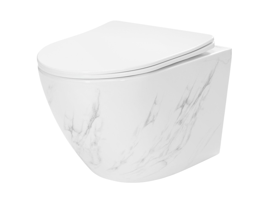 Závesné WC Rea CARLOS RIMLESS NATURE MARBLE - imitácia mramoru + Duroplast sedátko flat