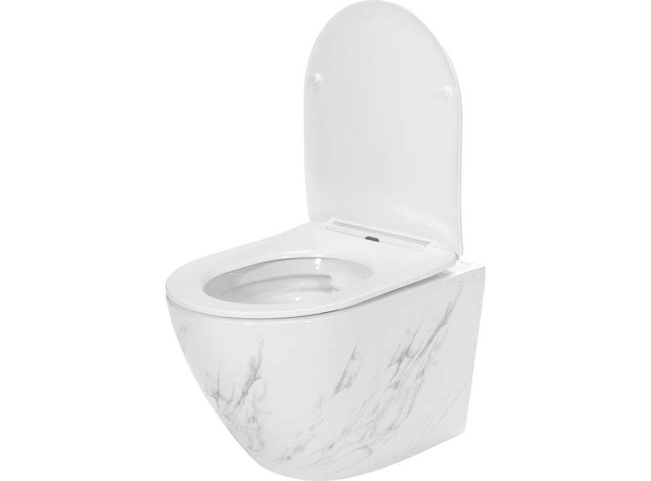 Závesné WC Rea CARLOS RIMLESS NATURE MARBLE - imitácia mramoru + Duroplast sedátko flat