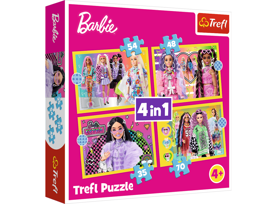 TREFL Puzzle Veselý svet Barbie 4v1 (35,48,54,70 dielikov)