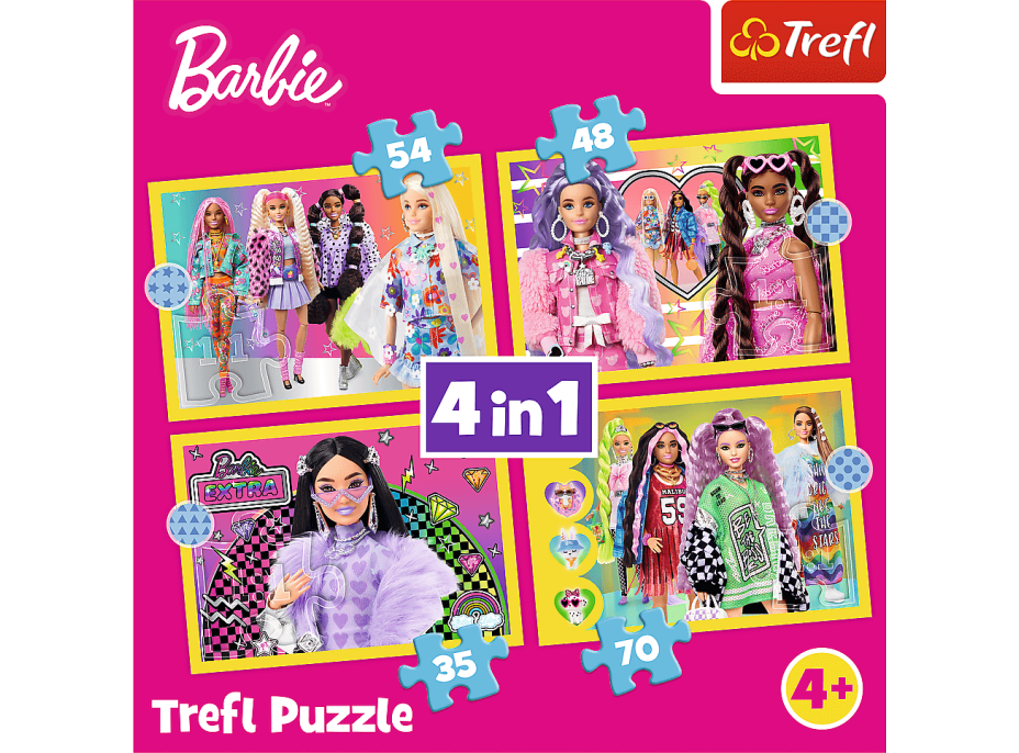 TREFL Puzzle Veselý svet Barbie 4v1 (35,48,54,70 dielikov)