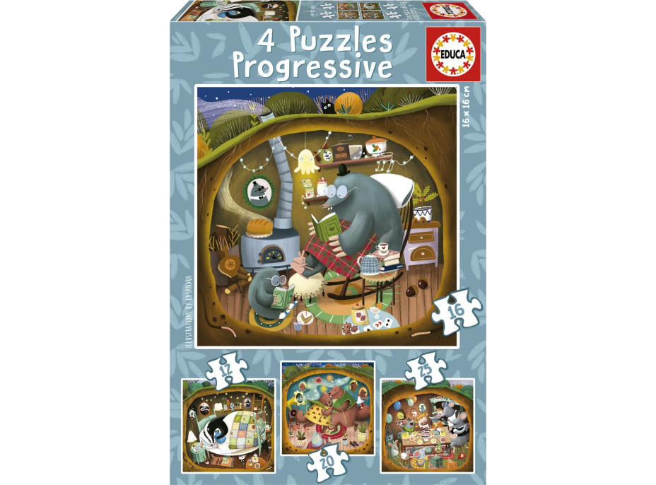 EDUCA Puzzle Lesné príbehy 4v1 (12,16,20,25 dielikov)