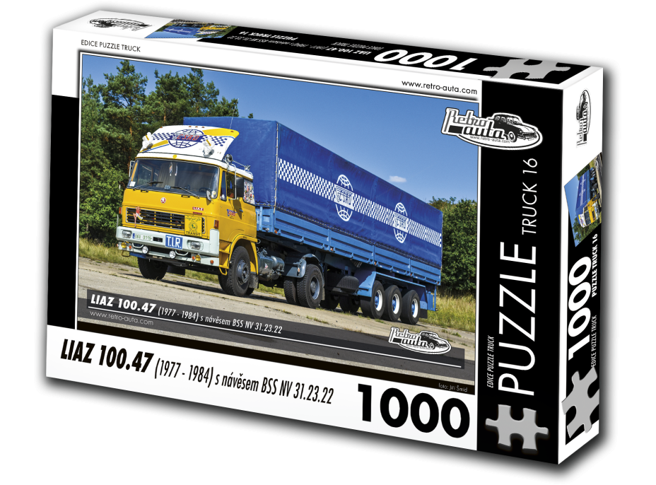 RETRO-AUTA Puzzle TRUCK č.16 Liaz 100.47 s návesom BSS NV 31.23.22 (1977-1984) 1000 dielikov