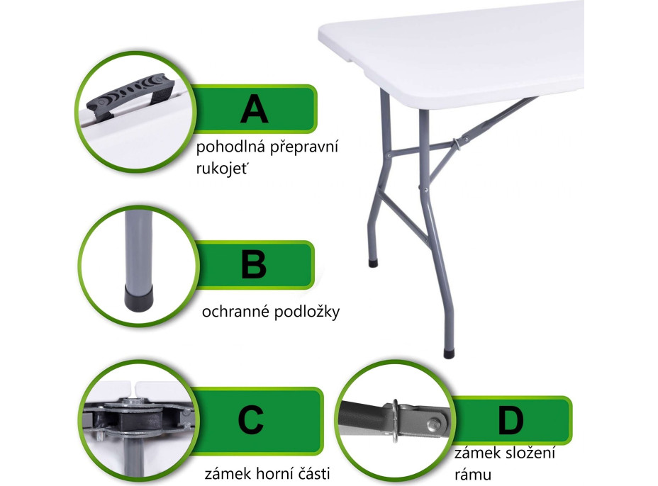 Cateringový stôl PARTY WHITE 180 cm - biely