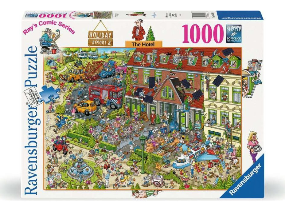 Ravensburger Puzzle Ray&#39;s Comic Holiday Resort 2: Hotel 1000 dielikov