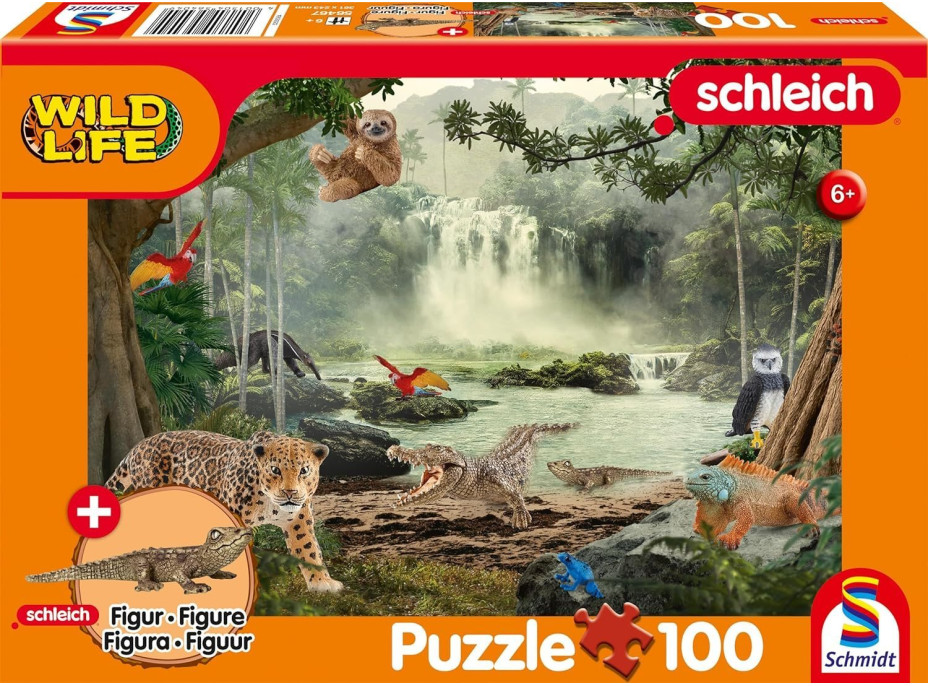 SCHMIDT Puzzle Schleich V dažďovom pralese 100 dielikov + figúrka Schleich