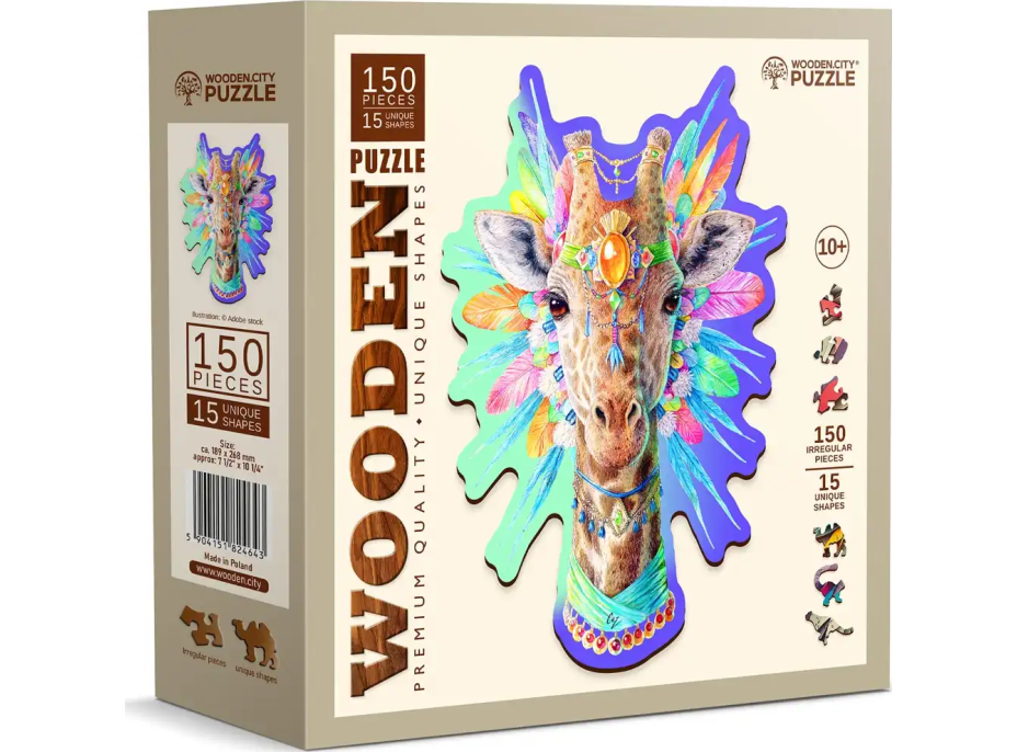 WOODEN CITY Drevené puzzle Elegantná žirafa 150 dielikov EKO