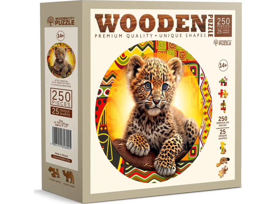 WOODEN CITY Drevené puzzle Malý roztomilý leopard 250 dielikov EKO