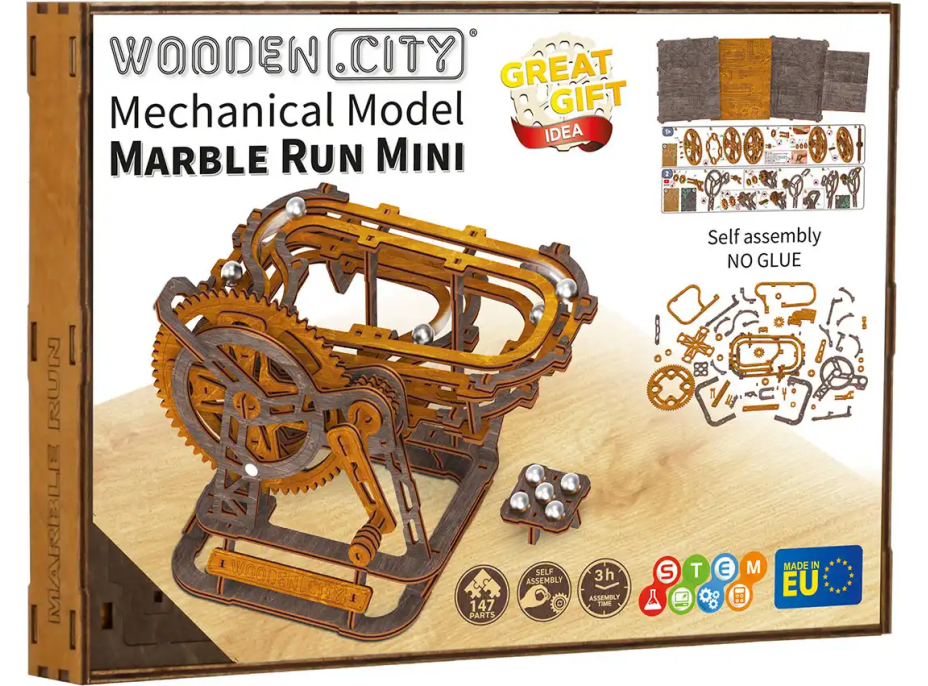 WOODEN CITY 3D drevené puzzle Guličková dráha mini 147 dielikov