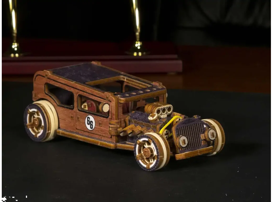 WOODEN CITY 3D puzzle Automobil Hot Rod Limitovaná edícia 142 dielov