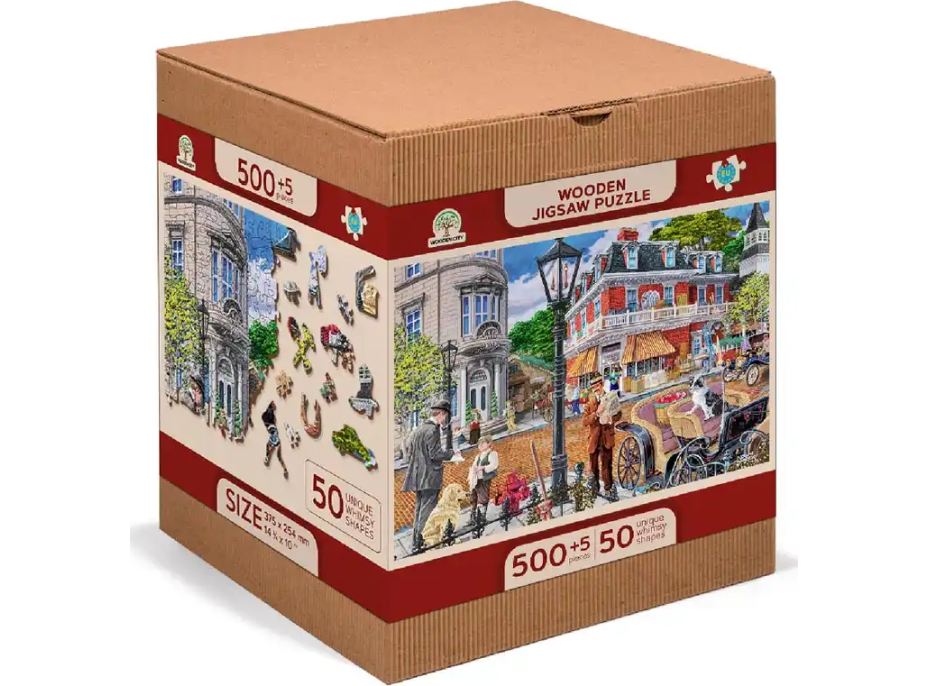 WOODEN CITY Drevené puzzle Hlavná ulica 2v1, 505 dielikov EKO