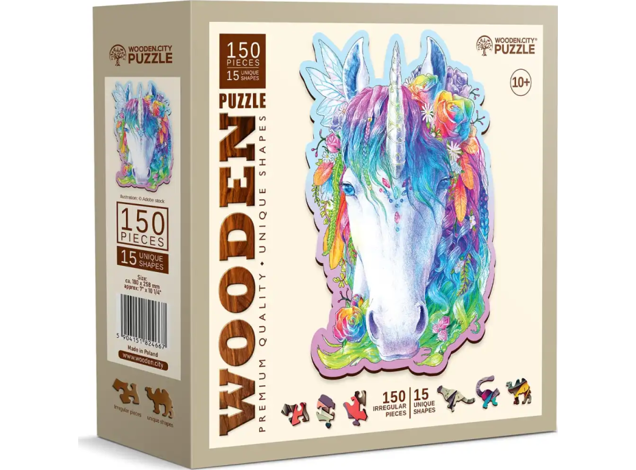 WOODEN CITY Drevené puzzle Štýlový jednorožec 150 dielikov EKO